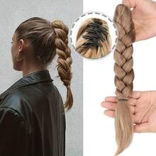 Claw Clip Braided Ponytail Wig, Handmade Synthetic Braided Ponytail, Suitable For Women's Daily Wear, Adds Volume, Available In Black, Brown, Blonde - Multicolor - View 2