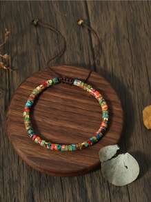 1 pezzo Bracciale regolabile da uomo e donna in stile retrò boho, con pietra naturale imperiale colorata personalizzata, divisore 4*2