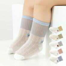 5双夏季网眼透气宽松薄款中筒袜，适合婴儿和新生儿，无束缚