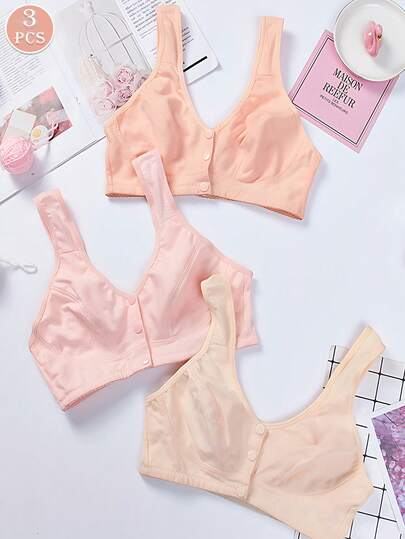 3件套女士内衣性感夏季聚拢文胸无钢圈前扣防下垂