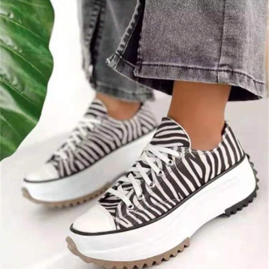 Spring New Low-Top Thick-Soled Canvas Shoes Women, Adhesive Shoes, In-Stock Flat Canvas Shoes, Women's Single Shoes Size 43, Elegant Women's Shoes - 卡其色 - 查看 1