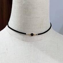1 chiếc vòng cổ nhung Hàn Quốc nhiều màu khảm đá, vòng cổ đá tự nhiên phong cách Bohemian thanh lịch dễ thương hình học 3D thời trang cổ điển đa năng, thích hợp cho trang phục thường ngày, tiệc tùng, du lịch - vòng cổ - Xem 4