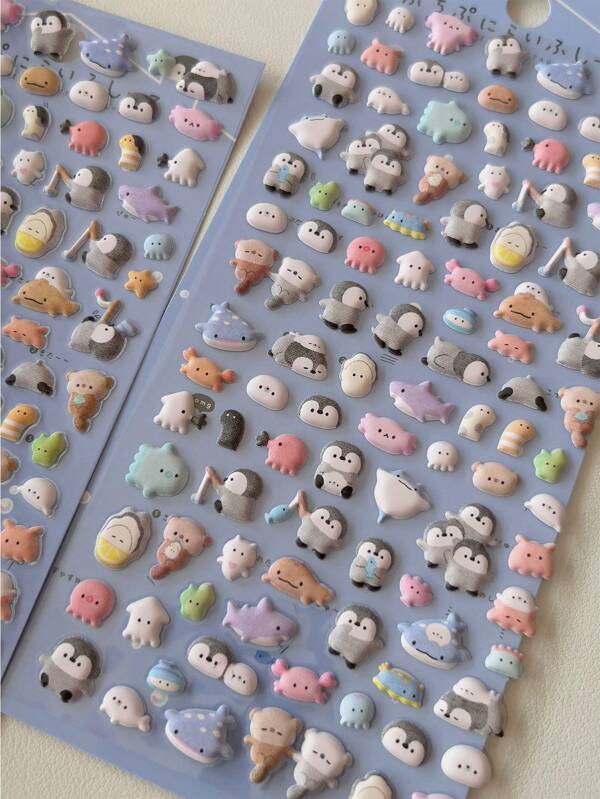 3D Foam Stickers - Penguin & Cartoon Animal Bubble Stickers, 3D Decoration For Phone Cases, CCD,For School Supplies,Back To School