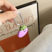 Eggplant 3D Silicone Cute Cartoon AirTag Protective Case Compatible With Apple AirTag, Keychain, Anti-Lost Device