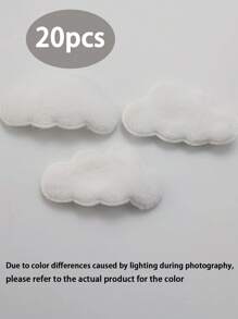 20pcs 1.65*0.91 Inch Double-Sided Fluffy Cloud Stickers, Suitable For DIY Hair Clips, Bows, Clothes, Hats And Shoes - White/Blue Fantasy Theme Sewing Patches, Craft Hair Clips - Multicolor - View 11