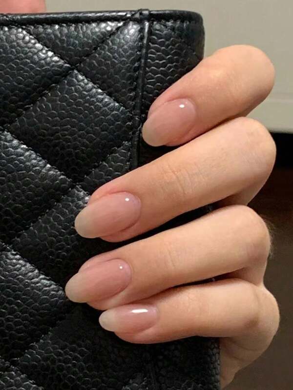 24 uñas postizas de forma ovalada, conjunto de uñas falsas de estilo japonés minimalista y elegante, adecuado para uso diario en la oficina para mujeres/niñas, incluye 1 lima de uñas y 1 gel de gelatina