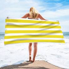 1pc Oversized Pink Striped Beach Towel, Thickened Sand-Proof Soft Blanket, Suitable For Swimming Pool, Beach, Large Beach Towel Shawl For Women, Digital Printing Fast-Drying Bath Towel, Cute Pink & Blue Striped Super Absorbent Sports Towel, Portable Beach Towel For Gym, Marathon, Water-Resistant Anti-Sand Anti-Dust, Essential For Beach Shower, Swimming For Couples, Beach Accessories, Pool Float - Pink - View 13