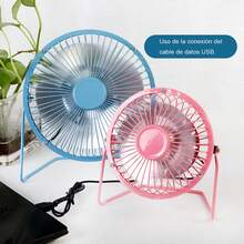 Ventilador pequeño de escritorio, ventilador USB de cuatro aspas de aluminio, silencioso y con viento súper fuerte, mini ventilador portátil para oficina en casa, regalo ideal de verano. - Azul - Ver 3