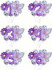 1Set, Butterfly Number Balloons Set, Birthday Party Decorations, Photo Prop Decor, Anniversary Decor, Atmosphere Background Layout, Celebration Decor, Indoor Decor, Theme Event Decor, Party Decor Supplies