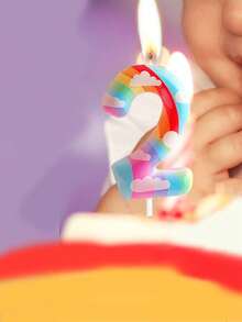 彩虹云朵主题0-9数字生日派对蛋糕装饰蜡烛 - 彩色 - 查看 4