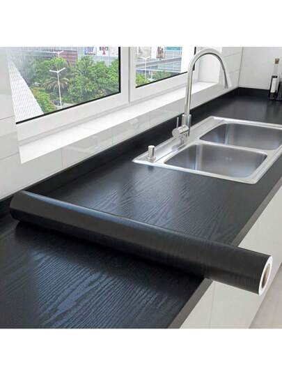 Waterproof Self Adhesive Wood Grain Vinyl Wrap Easy Apply Kitchen Countertop Cabinet Door Renovation Film Tear Off, Stove Top, Character