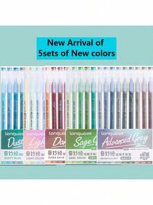 6pcs/9pcs Set Gradient Color Pens/Highlighters By Langer, 0.5mm Tip, Transparent Barrel, Suitable For Drawing, Marking, Student Notes, Handbook Making, Office, School Supplies, Back To School Season - Multicolor - View 19