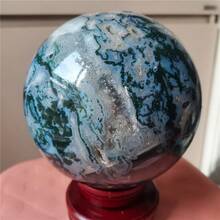 1pc Large Rare Moss Agate Sphere - Bohemian Style Natural Crystal Decor With Complex Green & White Patterns, Unique Gift For Christmas, Valentine's Day, Home And Office Decoration - 6-7cm - 查看 2