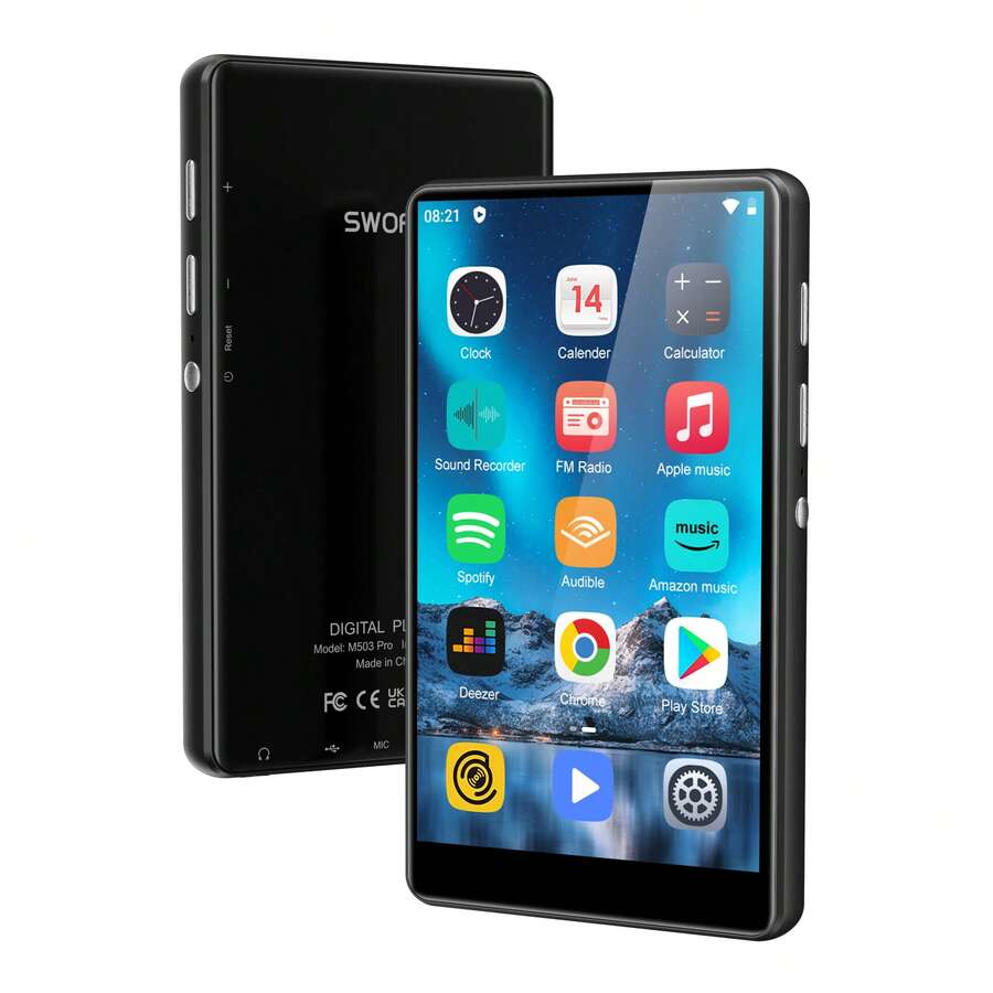 נגן מוזיקה 80GB, נגן MP3 Mp4 עם Bluetooth ו-WiFi, מסך מגע IPS 4 אינץ', מכשיר הקלטה. רדיו. נגן Spotify עם מוזיקה, Audible, Chrome, עד 512GB. - שחור - ראה 1
