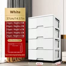 多层抽屉式收纳柜免组装床头五屉储物柜塑料加厚收纳箱可移动 - 彩色 - 查看 33