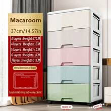 多层抽屉式收纳柜免组装床头五屉储物柜塑料加厚收纳箱可移动 - 彩色 - 查看 22