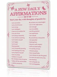 Room Decor Aesthetic A Few Daily Affirmations Motivational Wall Art Tin Metal Sign Pink Butterfly Wall Home Coffee Room Office Decor Gifts 8X12 Inches - A Few Daily Affirmations - 查看 1