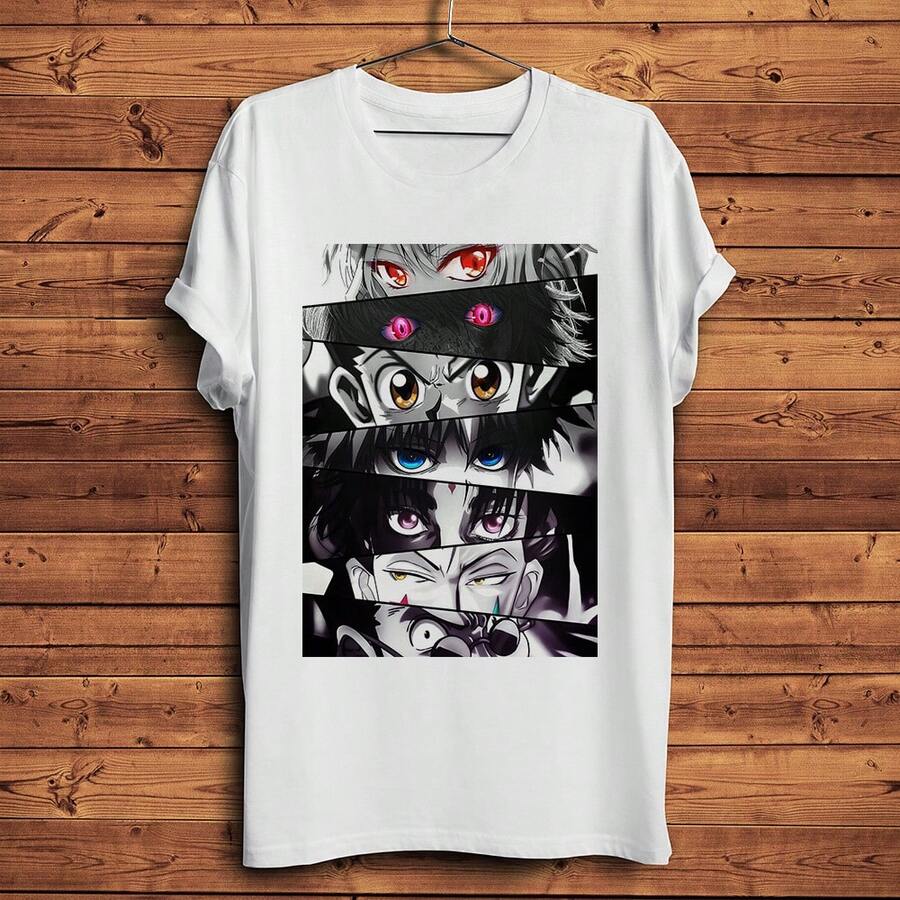 HXH Hunter Eyes GON Killua Funny Anime Tshirt Men Summer New White Casual Short Sleeve T Shirt Unisex OTAKU Streetwear Tee - trắng - Xem 1