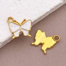 2pcs Fashion Enamel Stainless Steel Butterfly Charm High Quality Gold-Plated Love Butterfly Spacer Beads Pendant For DIY Bracelet Necklace Jewelry Making Craft Accessories
