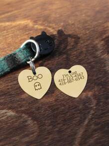 [Customized] 1 Pc With Elegant Gift Box Personalized Hollow Paw Print Heart-Shaped Stainless Steel Pet ID Tag, Can Customize Pet Name On Front, Contact Info & Address On Back, Anti-Lost Pet ID Tag Suitable For Small, Medium And Large Dogs And Cats