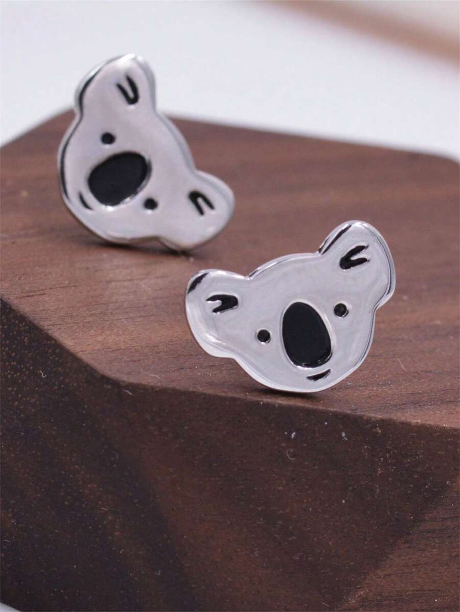 1 paire de boucles d'oreilles délicates et mignonnes au design de koala, convenant comme cadeau de bijoux pour les amateurs de koalas ou les amis