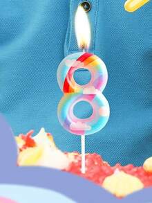 彩虹云朵主题0-9数字生日派对蛋糕装饰蜡烛 - 彩色 - 查看 5