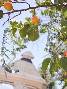 1pc Bird Repellent Spiral Reflectors 40.13cm Hanging Reflective Bird Deterrent Device For Drive Birds Pigeons Geese Away From The House Garden Swimming Pool - Multicolor - View 3