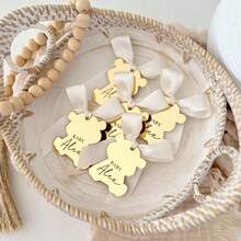 Gold Custom Acrylic Mirror Tags, Teddy Bear Party Gift Tag, Teddy Bear Baby Shower Favor Tags, Birthday Gift Tags, Thank You Gift Tag - Gold - View 2