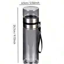 Double-Wall Borosilicate Glass Tea Cup With Stainless Steel Filter, Portable Tea Concentrate Cup, Anti-Scald, Insulated, Transparent Office And Outdoor Water Bottle, Business-Grade Car Mounted Drinkware