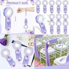 12 piezas Favor de boda Pequeño abanico personal portátil Abanico de mano mini Abanicos a granel pequeños Abanicos lindos para invitados Mujeres y hombres Viaje Campamento Diseño floral morado - Floral púrpura - Ver 1