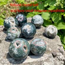 1pc Large Rare Moss Agate Sphere - Bohemian Style Natural Crystal Decor With Complex Green & White Patterns, Unique Gift For Christmas, Valentine's Day, Home And Office Decoration - 6-7cm - 查看 3