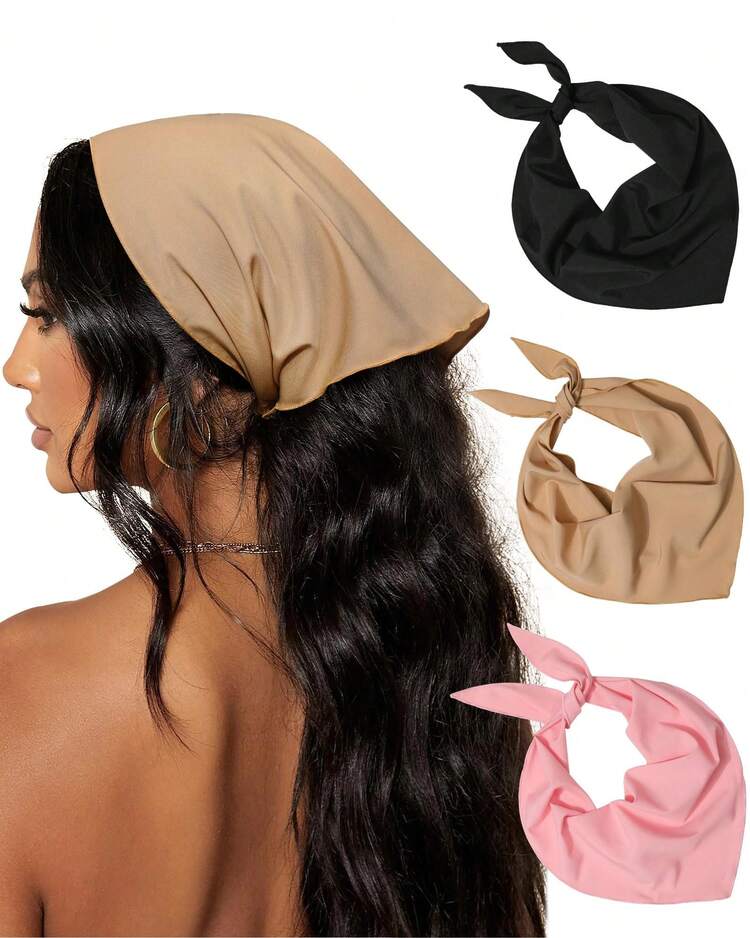 3-Piece Tie-Back Triangle Hair Scarf Set - Boho Head Kerchief for Styling Amazon.com: AWAYTR 3Pcs Hair Bandanas Head Kerchief for  main image 4