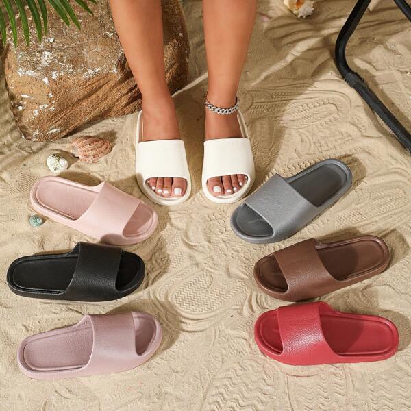[Thin Sole] 2025 New Fashion Versatile EVA Unisex Slippers, Non-Slip Wear-Resistant Classic Lightweight Breathable, Suitable For Autumn/Summer Household, Outdoor, Beach, Bathroom, Simple Ins Style