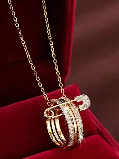 1 件色块设计吊坠项链，适合日常、派对和装饰，是送给妻子、爱人、订婚、生日、节日和周年纪念日的绝佳礼物