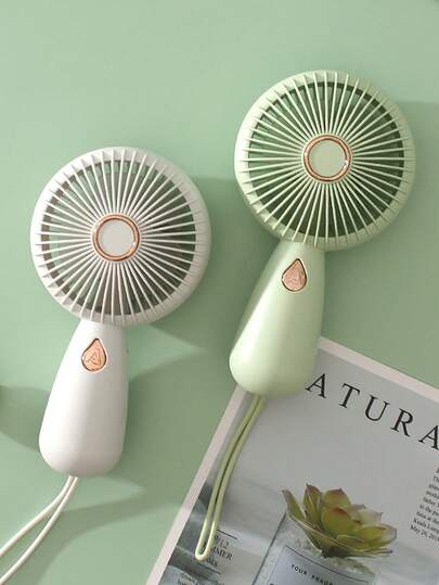 AOYI مروحة محمولة صغيرة قابلة للشحن قابلة للضبط بثلاثة سرعات تعمل باليد، مع إضاءة LED وكابل شحن، لاستخدام خارجي