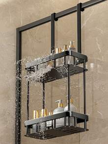 1 件易于安装的门上储物架，无需钻孔，多功能收纳架，适用于卧室、厨房和餐具室