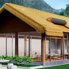 Flame Resistant Artificial Thatched Grass Roll - PE Synthetic Grass With Rubber Backing, Weather-Resistant And UV-Resistant, Suitable For Tiki Bar, Patio, Garden, Easter And Western Party Decoration - Realistic Mexican Palapa Roofing Material, Fencing, Outdoor Thatch Material, Gazebo Roofing, Tropical Style Decor, Durable PE Material - Yellow - View 5