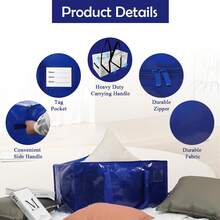 Blue Large Moving Bags,6 Pcs Thick Storage Bags With Side Handles&Tag Pocket,29.1x 14.2x12.6 Inches,Heavy Duty Totes Bag For Space Saving,Moving Supplies,College Dorm,Packing - Màu xanh lam - Xem 5