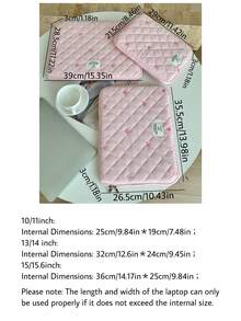 Bolso para laptop con bordado de corazón lindo, Estuche para tableta de 10/11 pulgadas, Bolso interior para laptop de 13-15.6 pulgadas - Multicolor - Ver 3