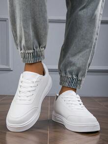 New Summer Campus Men White Sneakers, Students Flat Lace-Up Versatile Fashionable Breathable Casual Sports Shoes