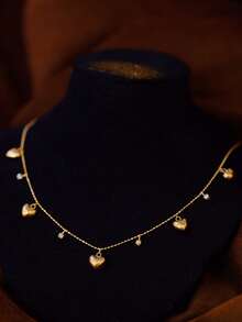 1 件 S925 纯银原创泡泡心形方晶锆石吊坠项链，优雅女士日常佩戴，节日派对礼物珠宝 - 泡泡愛心女士項鍊 - 查看 3