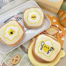 Cute Cartoon Fried Egg Toast Plush Coin Purse, Capybara Coin Lipstick Round Coin Case, Bluetooth Earphone Storage Card Holder