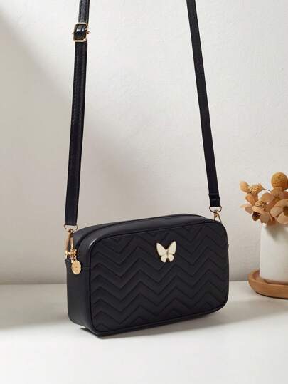Fashionable Casual Women's Bag, Detachable Adjustable Shoulder Strap, Crossbody Small Square Bag, Exquisite Butterfly Hardware And Zipper Design, Suitable For Travel And Shopping
