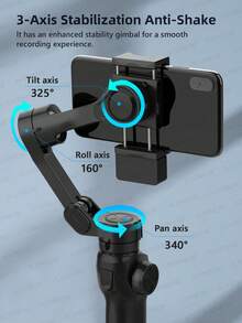 AXNEN 3 轴智能手机云台稳定器，配备 AI 面部追踪和内置延长杆 - 可折叠便携式设计 - 兼容 Android 和 IOS，适用于 Vlogging/直播/视频