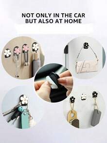 2 件花形汽车迷你挂钩 - 可爱雏菊汽车粘钩，汽车迷你仪表盘挂钩，粘贴在仪表板上，通用汽车卡车家用挂钩支架配件，适用于包袋收纳