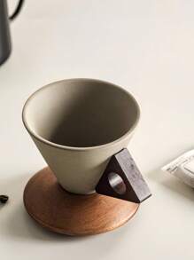 复古纹理卡布奇诺咖啡杯碟套装 | 法国利摩日瓷器 | 专利防溅漏斗设计 | 适用于意式浓缩咖啡、拿铁和玛奇朵