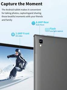 Relndoo 带键盘的 Android 15 平板电脑，2 合 1 平板电脑，带皮套、鼠标、手写笔、键盘、保护膜、电缆的平板电脑，（4GB+20GB）RAM+128GB ROM，A333 四核 2.0 GHz，802.11n Wifi 2.4G/5G 无线，2MP+8MP 双摄像头，10.1 英寸 1280 * 800px 高清触摸屏，6000mAh 长电池寿命，支持 1TB SD 扩展，C 型（无适配器）-黑色