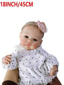 逼真重生婴儿娃娃，全乙烯基身体，18 英寸，栩栩如生，看起来像真实新生婴儿娃娃，解剖学上正确的玩具