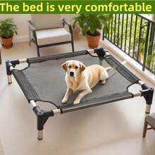 Giường thú cưng bền và thoải mái, thích hợp sử dụng trong nhà/ngoài trời, thiết kế võng làm mát phù hợp với mèo và chó - màu đen - Xem 2