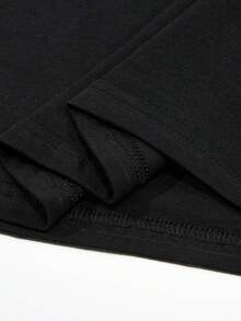 1 PCS Camiseta Negra de Manga Corta para Hombre Estilo Vintage Patrón de Banda Punk - Negro - Ver 5